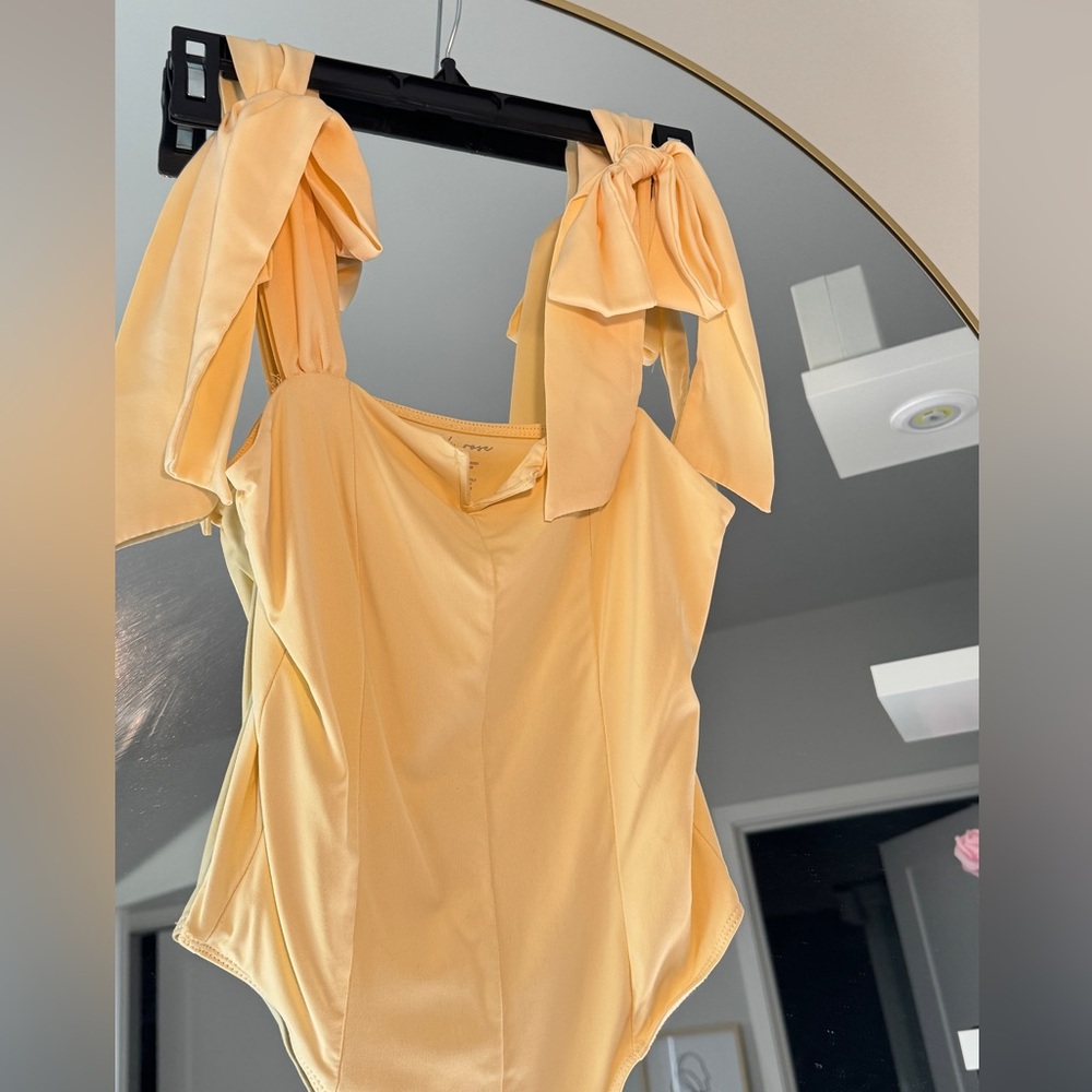 Pink Rose Yellow Tie-Shoulder Top